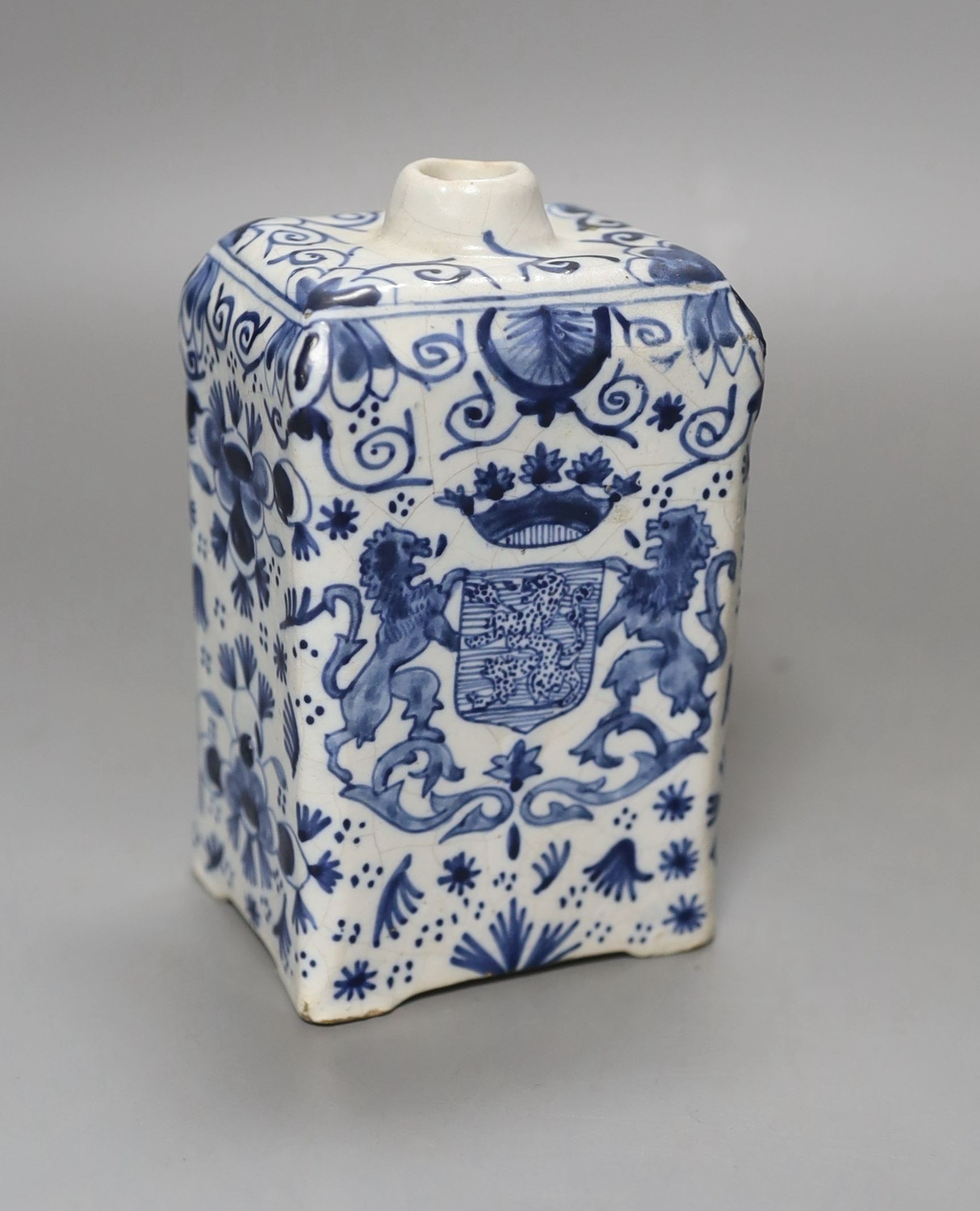 A 19th century French faience tea caddy, 12cm